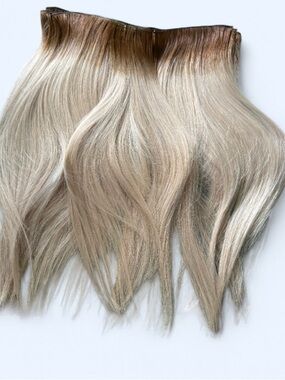 JZ Styles Co. The Jessi J Tied Micro Wefts Hair Extensions Rooted Platinum 18 in